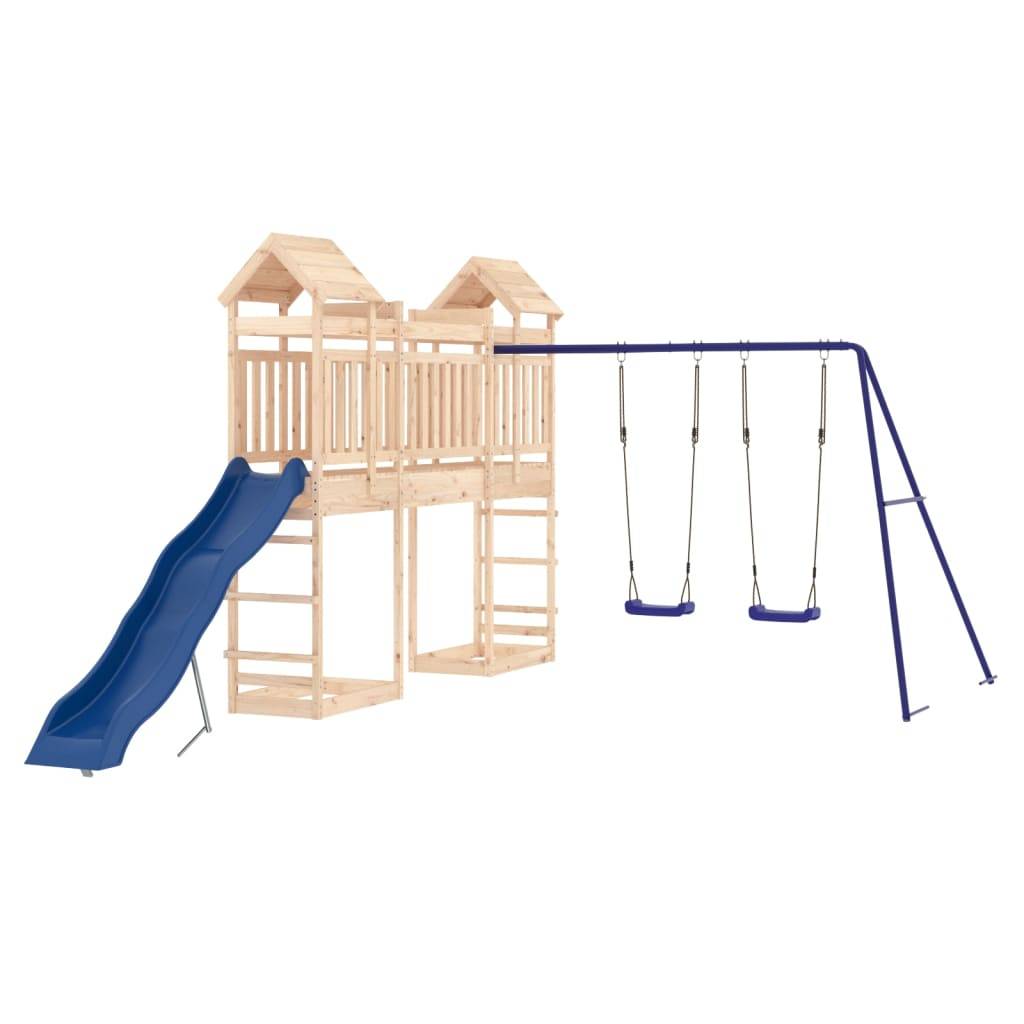 Helloshop26 - Aire de jeux d'extérieur balançoires toboggan portiques robuste jeux jardin 461 x 320 x 238 cm bois de pin massif - Image 3