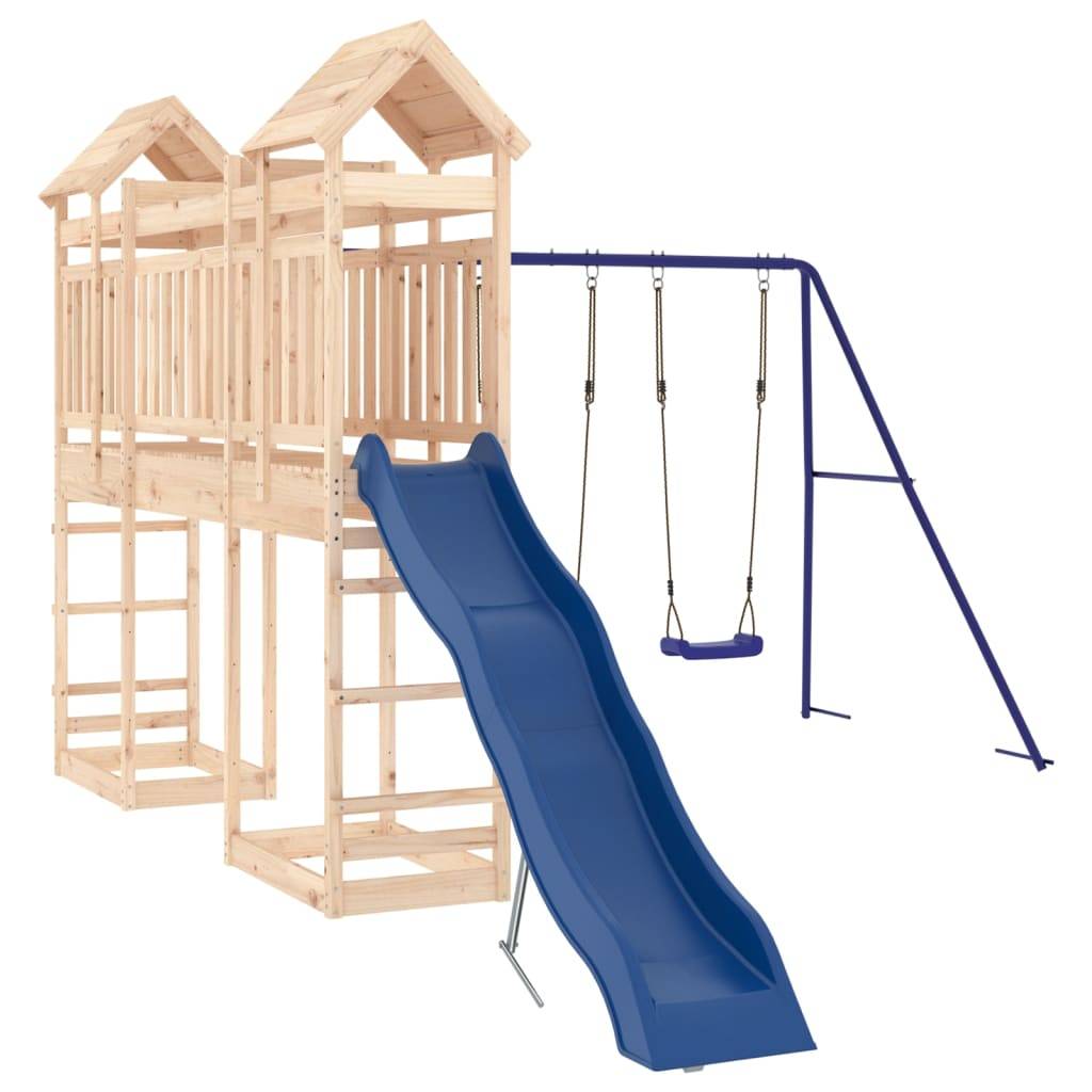 Helloshop26 - Aire de jeux d'extérieur balançoires toboggan portiques robuste jeux jardin 461 x 320 x 238 cm bois de pin massif - Image 1