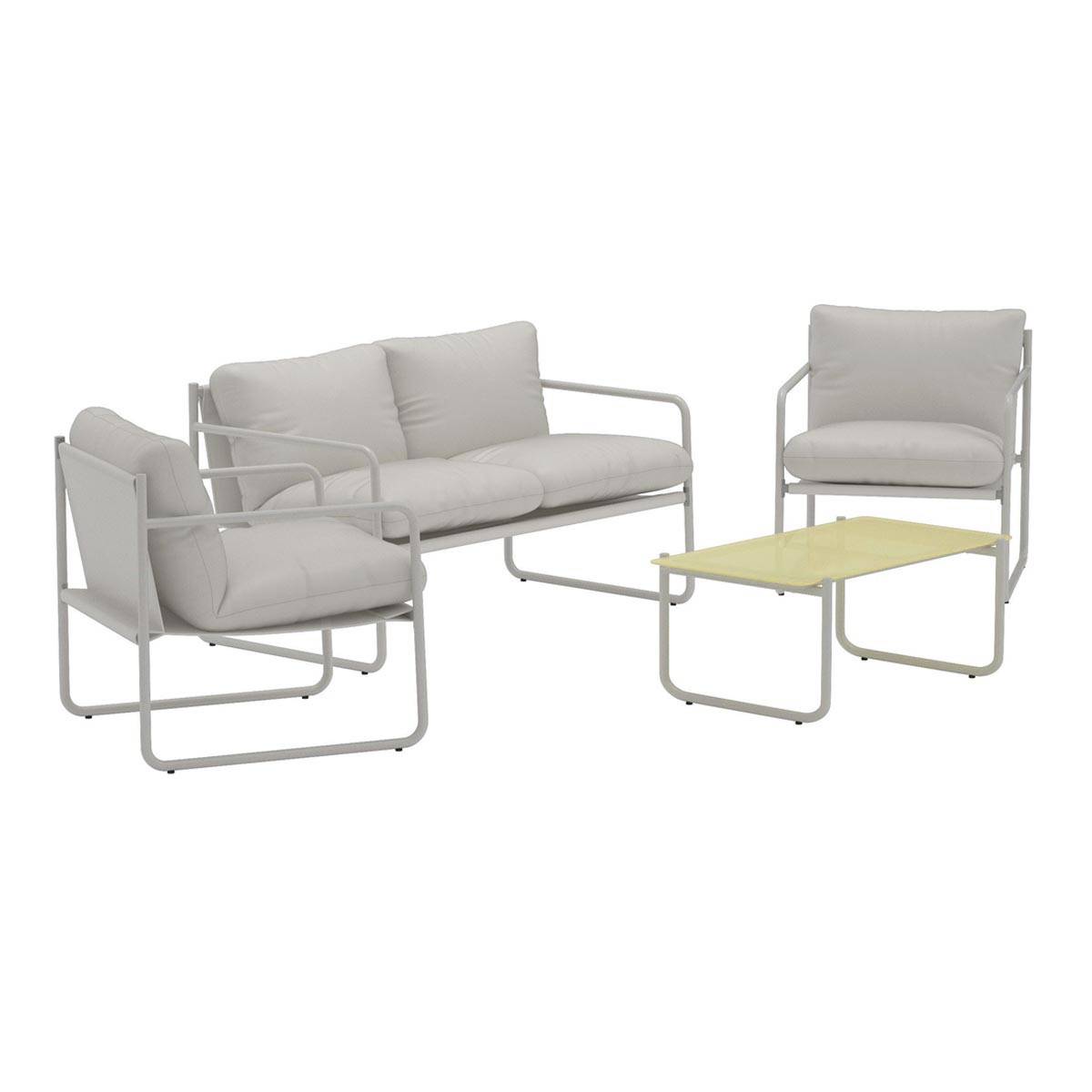 Paris Prix - Salon de Jardin 4 Places "Thassos" 128cm Gris - Image 1