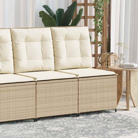 Canapé de jardin | Canapé D'extérieur | Sofa De Jardin avec coussin Noir et blanc crème polyrotin Maison Chic - Image 3