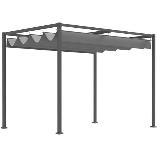 Pergola Jardin Métal Terrasse Toile Rétractable Coulissante 3x2m Gris - ComfortXL Outdoor Living - Image 2