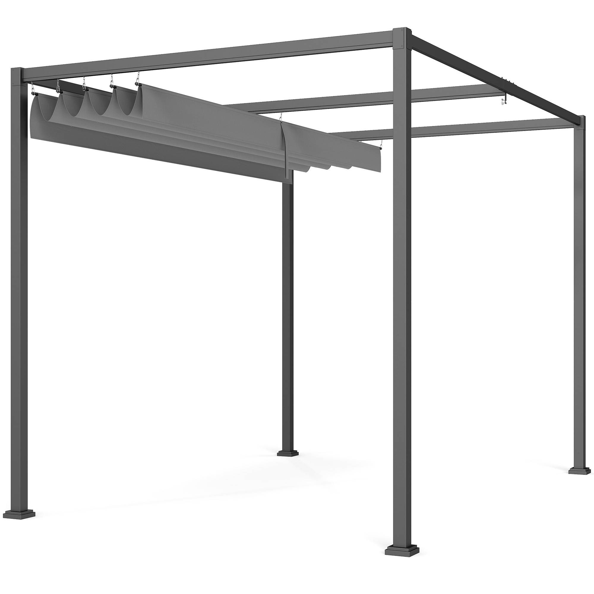 Pergola Jardin Métal Terrasse Toile Rétractable Coulissante 3x2m Gris - ComfortXL Outdoor Living