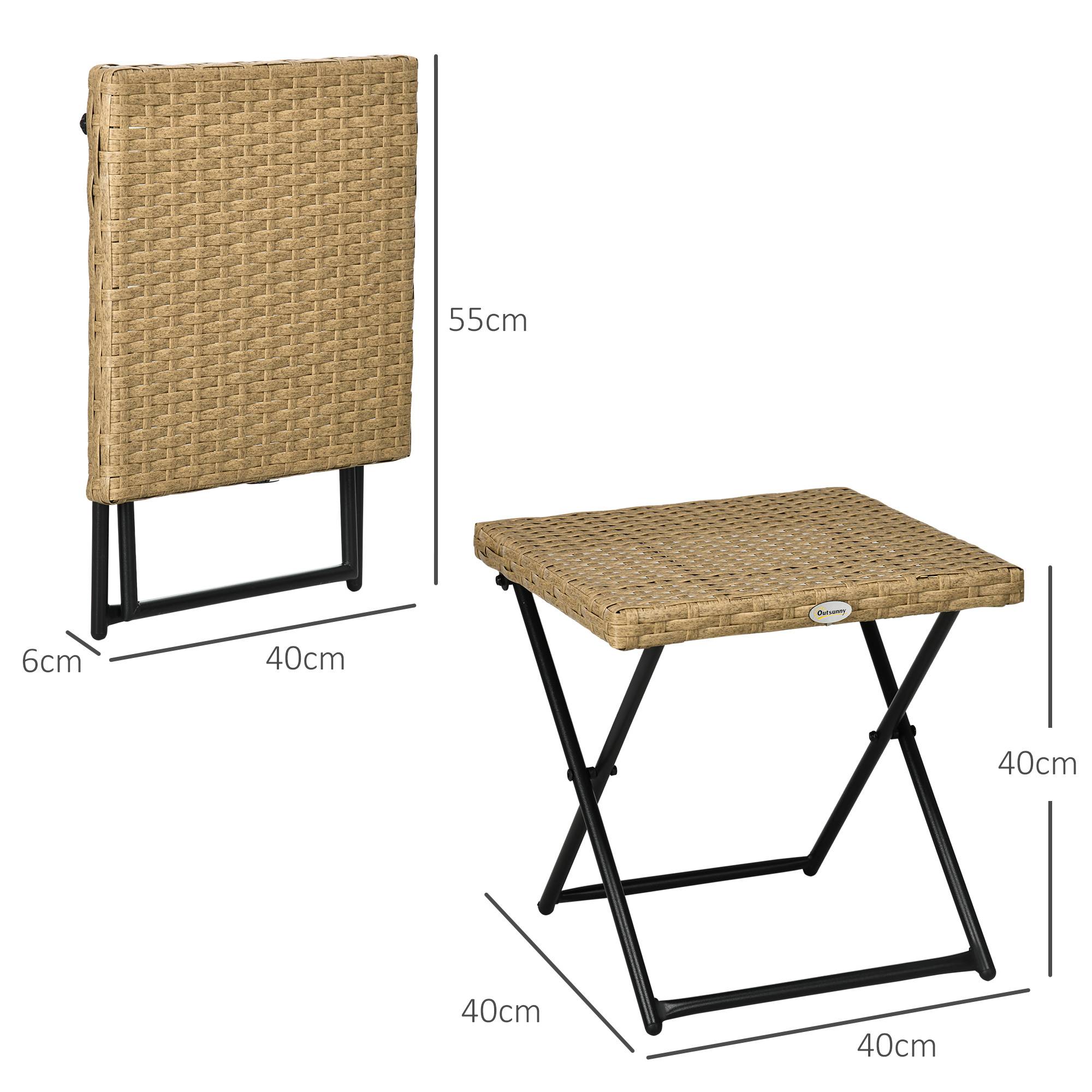 Sans Marque - Table basse pliable de jardin style cosy chic dim. 40L x 40l x 40H cm métal époxy résine tressée bois naturel - Image 5