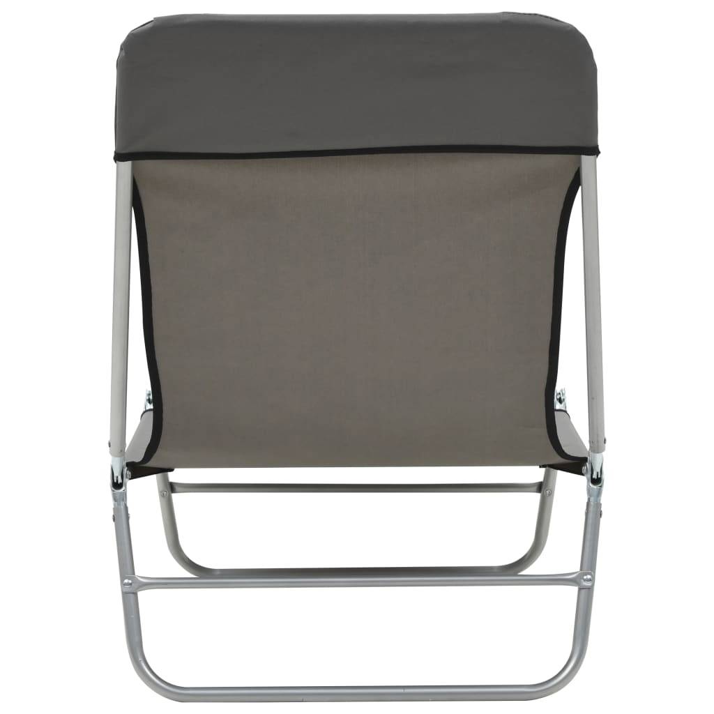 Helloshop26 - Chaises longues 182 cm pliables 2 pièces acier et tissu gris - Image 7