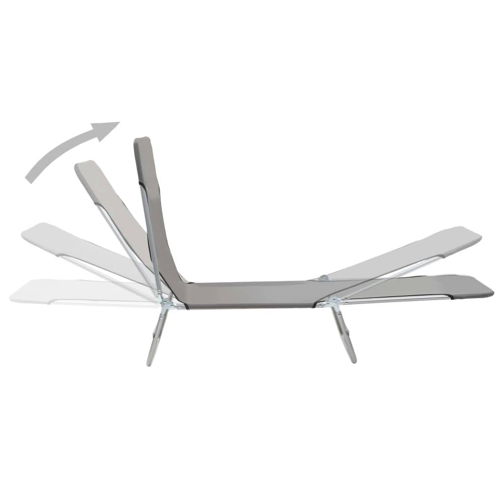 Helloshop26 - Chaises longues 182 cm pliables 2 pièces acier et tissu gris - Image 2