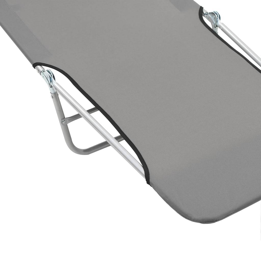 Helloshop26 - Chaises longues 182 cm pliables 2 pièces acier et tissu gris - Image 8