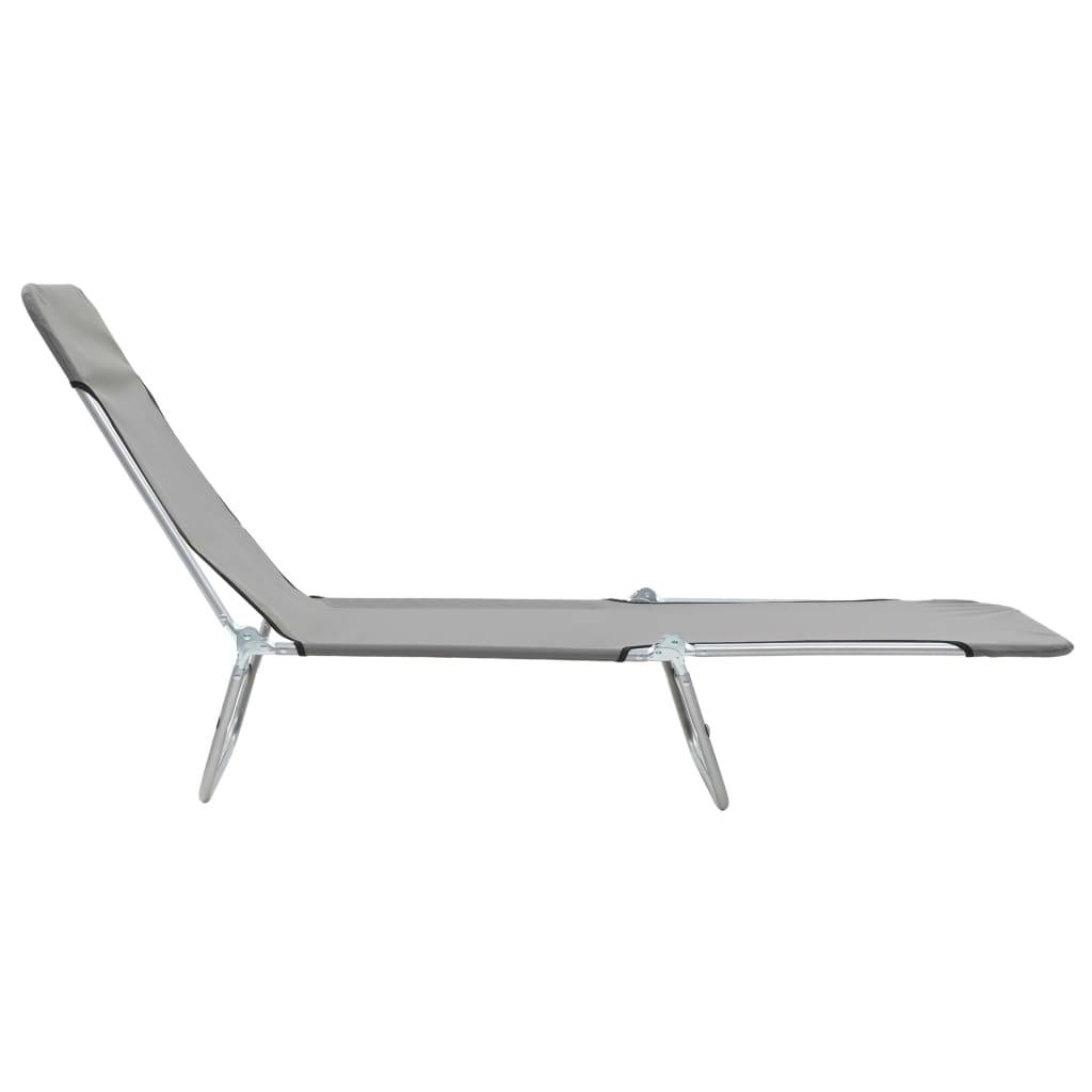 Helloshop26 - Chaises longues 182 cm pliables 2 pièces acier et tissu gris - Image 6