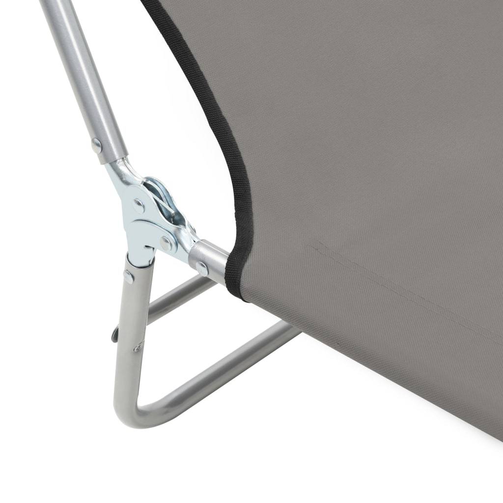 Helloshop26 - Chaises longues 182 cm pliables 2 pièces acier et tissu gris - Image 9
