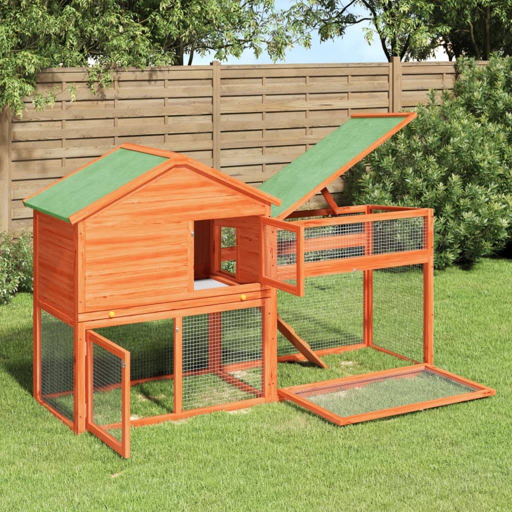 Clapier 2 Niveaux Bois Pin Massif Extérieur Centre Activités 185x60x109cm Marron - ComfortXL Outdoor Living - Image 1