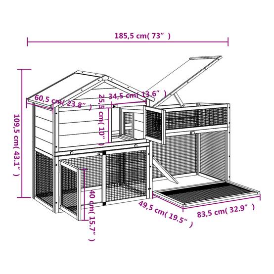 Clapier 2 Niveaux Bois Pin Massif Extérieur Centre Activités 185x60x109cm Marron - ComfortXL Outdoor Living - Image 8