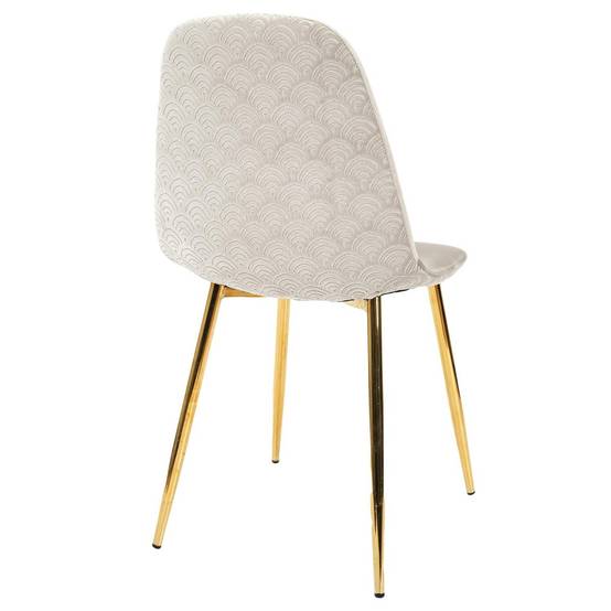 Lot de 4 Chaises Taupe Motif Ecailles Piétement Gold - HOLLA - Image 7