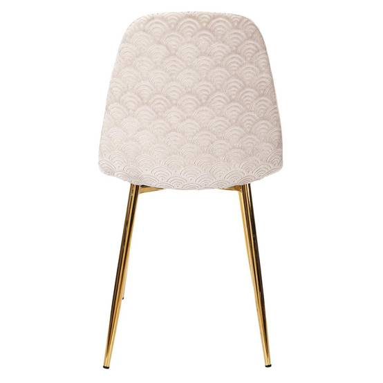 Lot de 4 Chaises Taupe Motif Ecailles Piétement Gold - HOLLA - Image 6