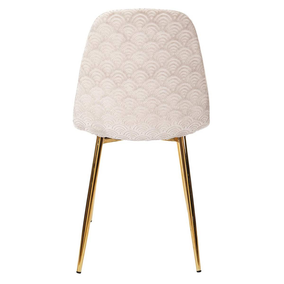 Lot de 4 Chaises Taupe Motif Ecailles Piétement Gold - HOLLA - Image 6
