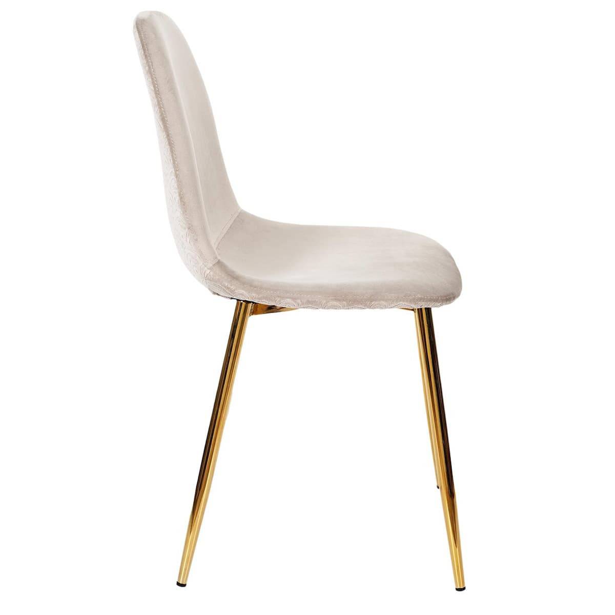Lot de 4 Chaises Taupe Motif Ecailles Piétement Gold - HOLLA - Image 8