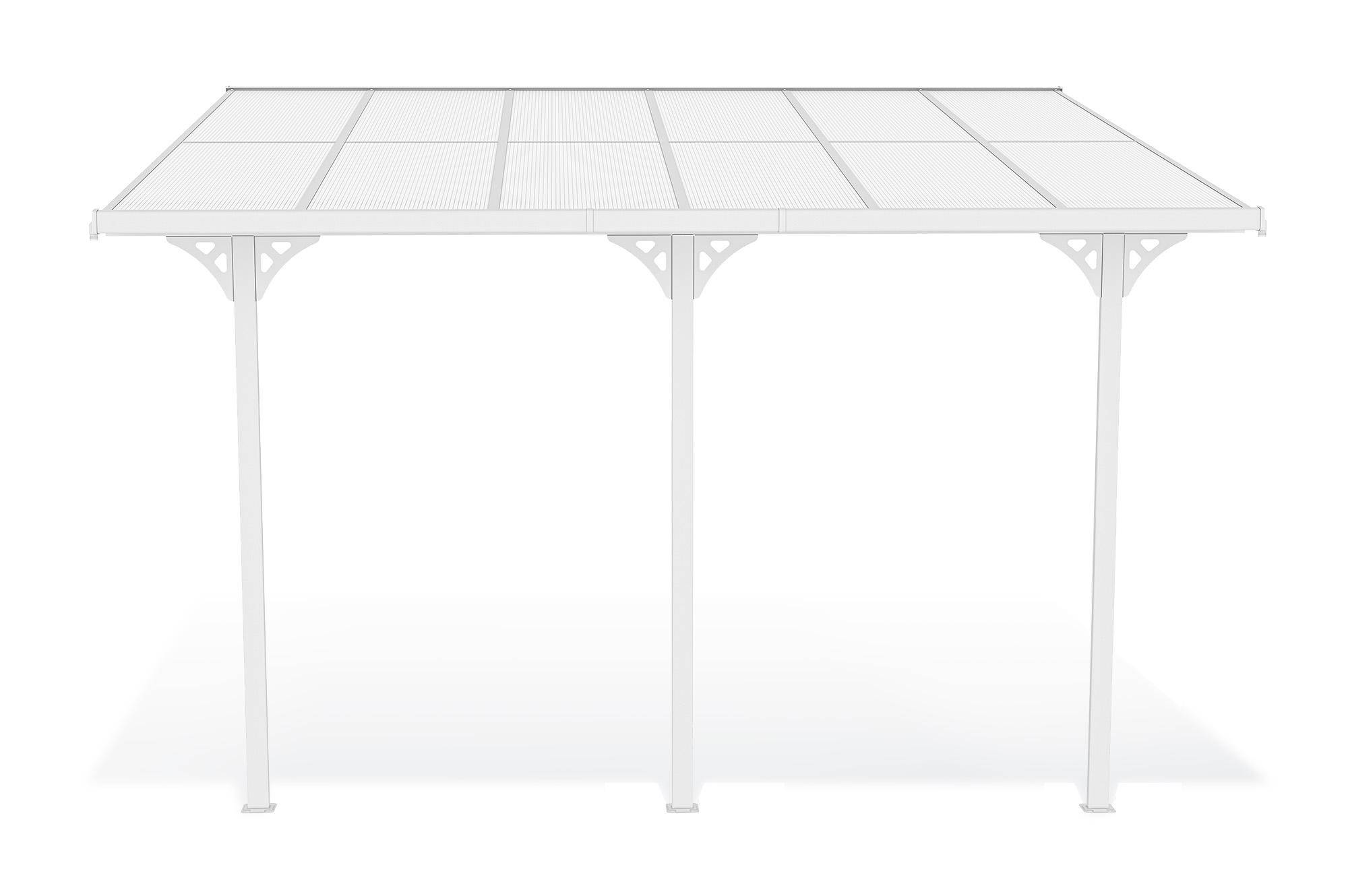 Pergola/Carport adossée 12m² KLEO 4x3 m blanc - toit terrasse en aluminium et polycarbonate - Image 4