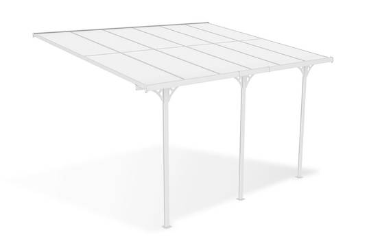 Pergola/Carport adossée 12m² KLEO 4x3 m blanc - toit terrasse en aluminium et polycarbonate - Image 3