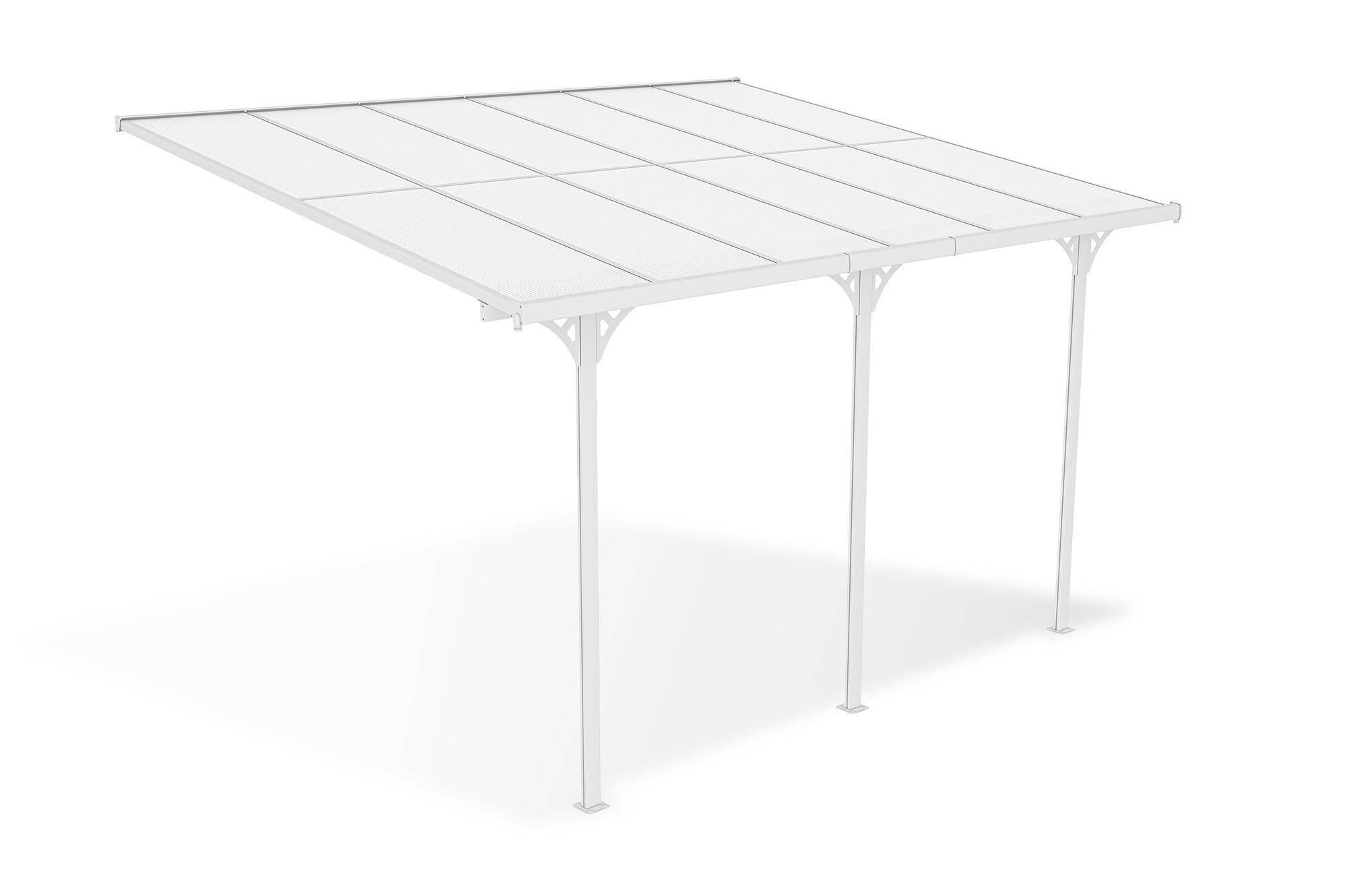 Pergola/Carport adossée 12m² KLEO 4x3 m blanc - toit terrasse en aluminium et polycarbonate - Image 3