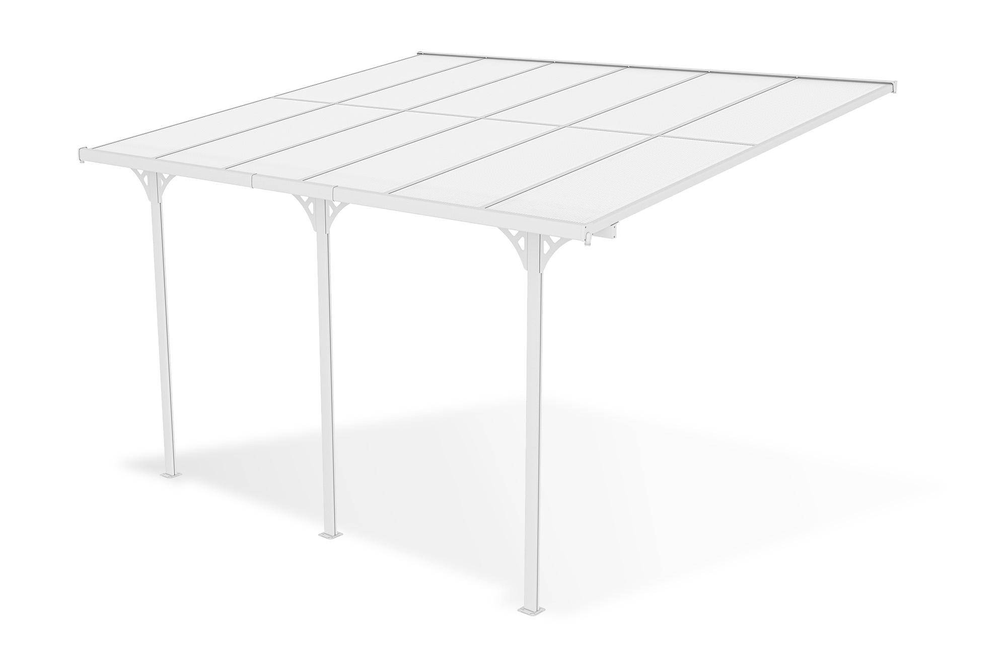 Pergola/Carport adossée 12m² KLEO 4x3 m blanc - toit terrasse en aluminium et polycarbonate - Image 5