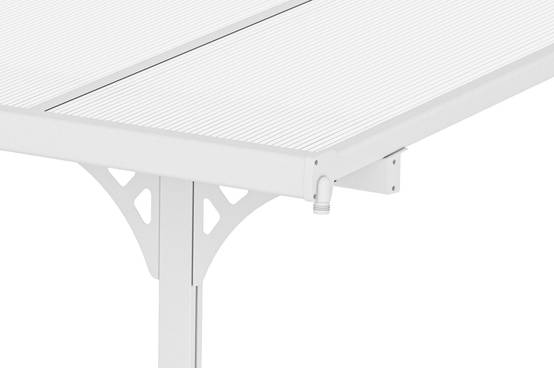 Pergola/Carport adossée 12m² KLEO 4x3 m blanc - toit terrasse en aluminium et polycarbonate - Image 6