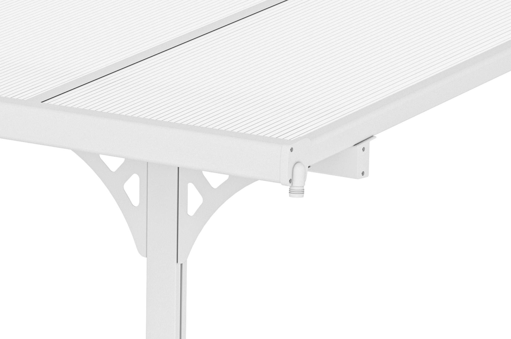 Pergola/Carport adossée 12m² KLEO 4x3 m blanc - toit terrasse en aluminium et polycarbonate - Image 6