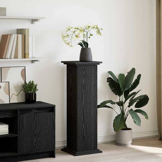 Meuble Porte-Plante avec Rangement Bois d'Ingénierie pour Salon et Jardin Chêne Noir 90 cm – ComfortXL Outdoor Living - Image 1