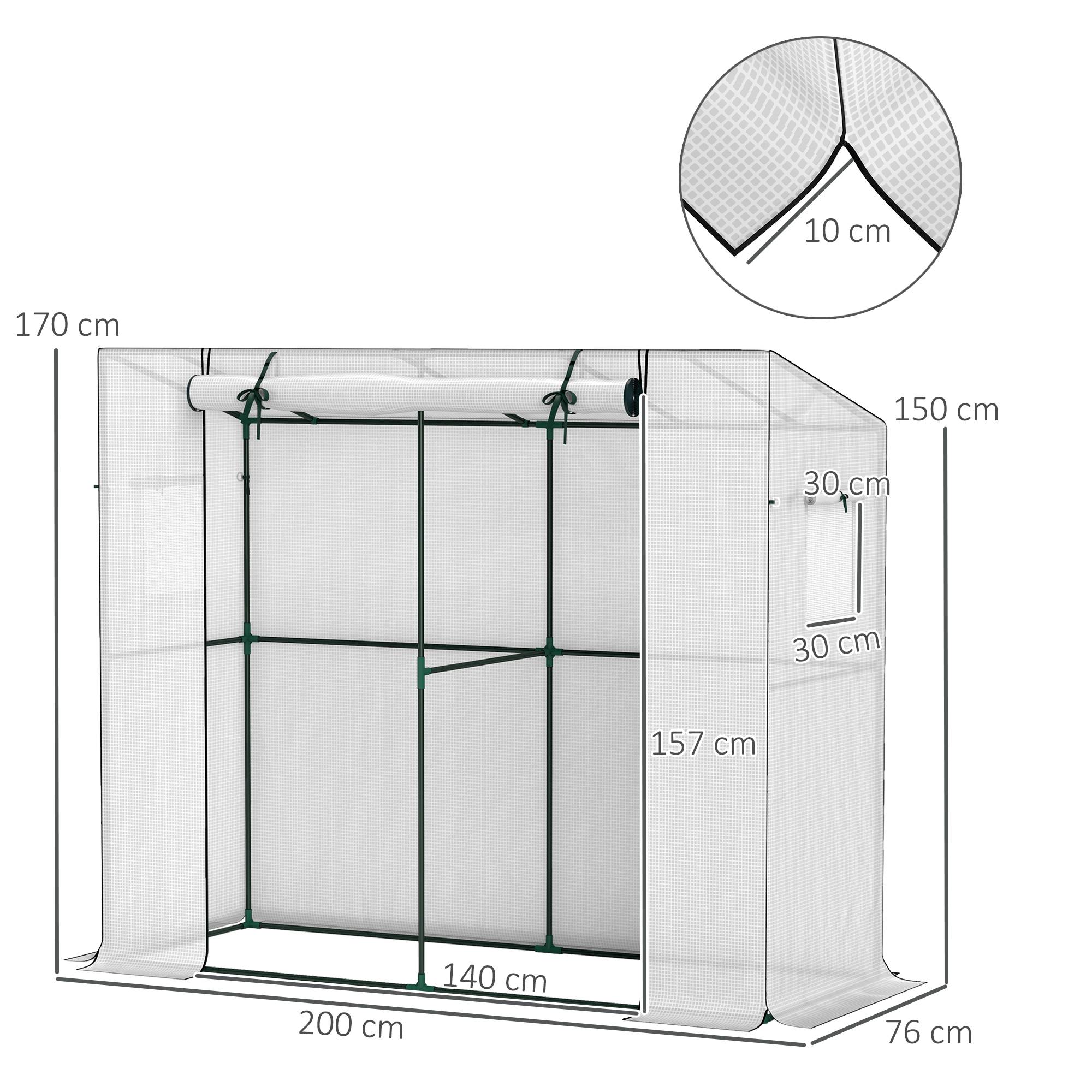 Serre adossée acier jardin balcons tomates protection UV aération 200x76x170cm blanc - ComfortXL Outdoor Living - Image 3
