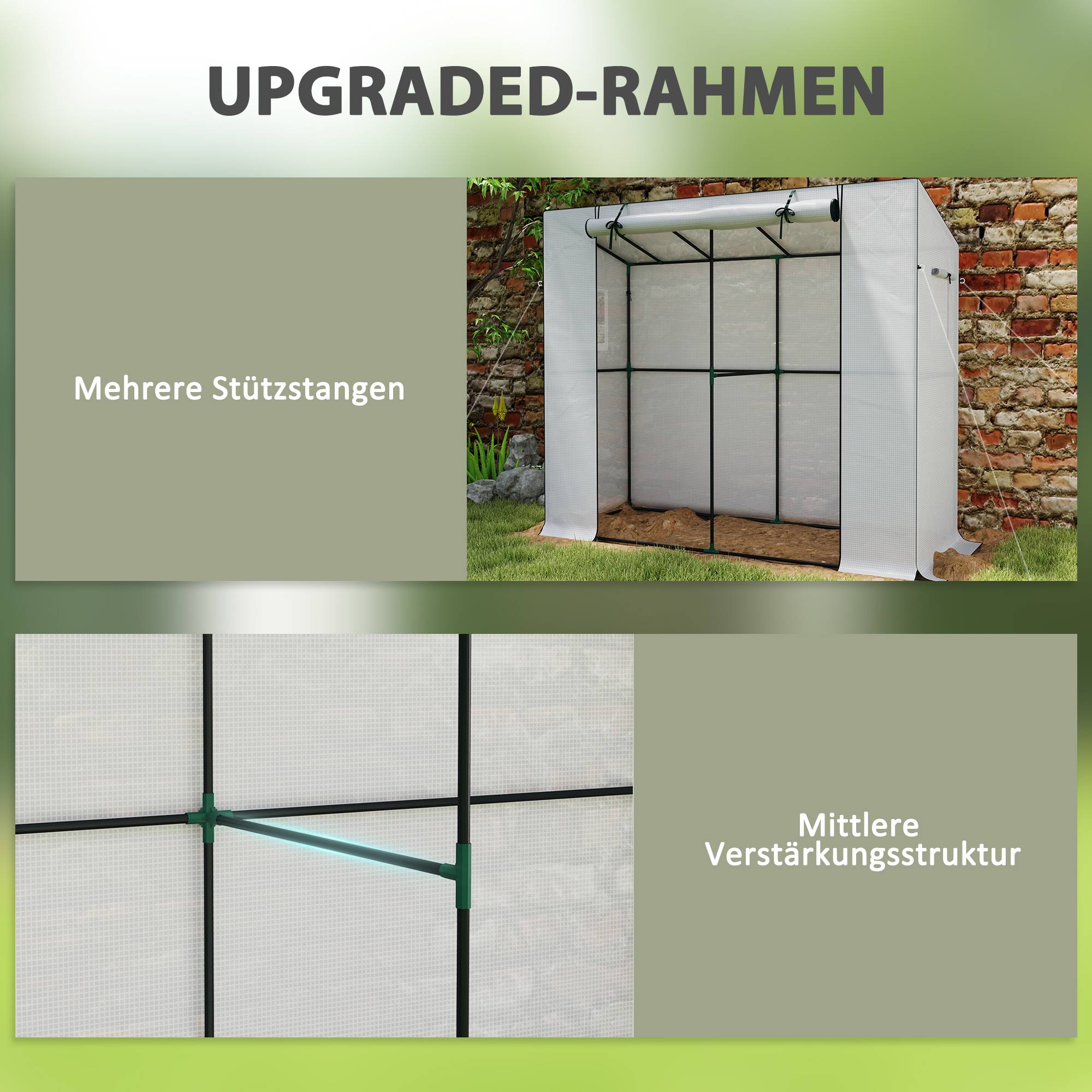Serre adossée acier jardin balcons tomates protection UV aération 200x76x170cm blanc - ComfortXL Outdoor Living - Image 4
