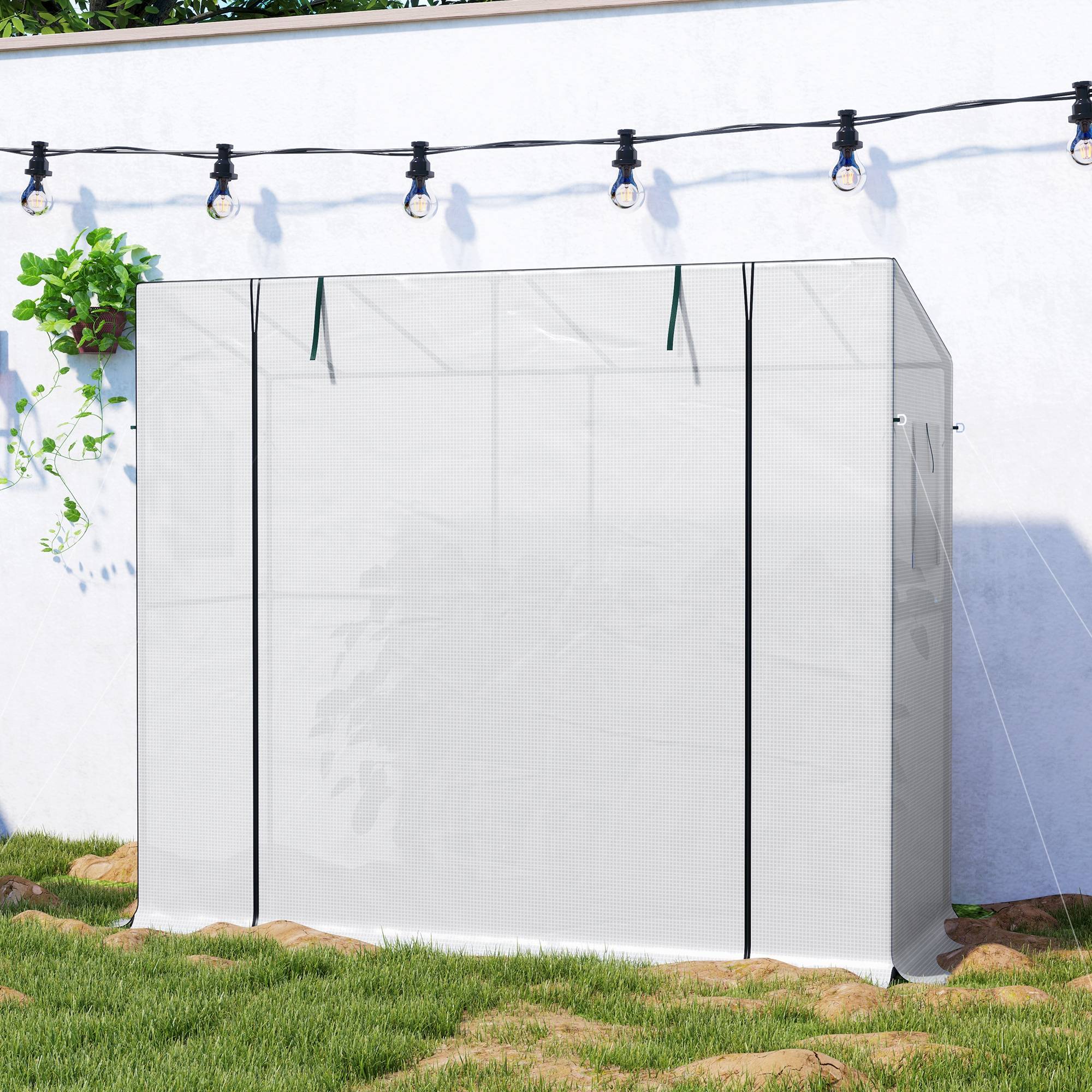 Serre adossée acier jardin balcons tomates protection UV aération 200x76x170cm blanc - ComfortXL Outdoor Living - Image 7