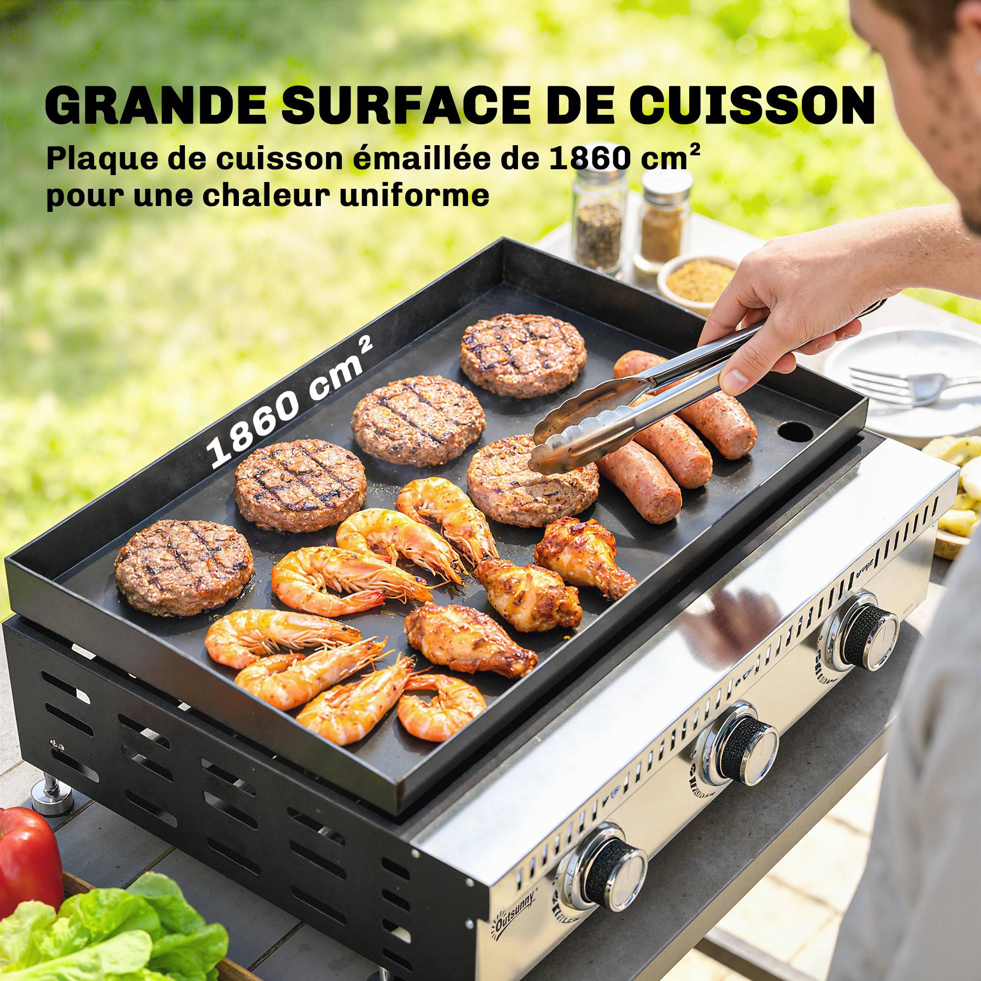 Plancha gaz acier noir 62 x 49 x 23 cm - PANGIVO - Image 7