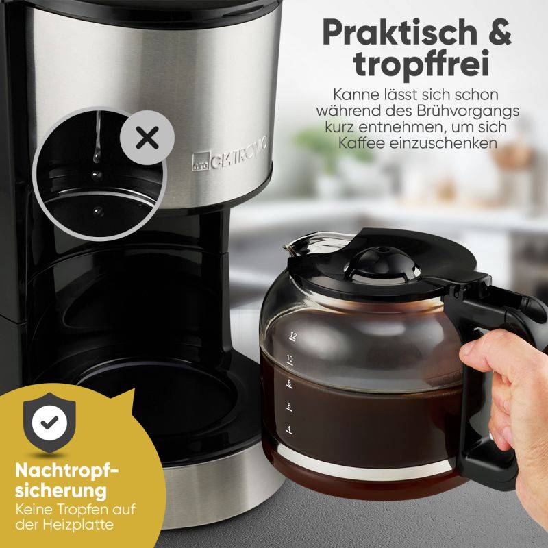 Machine à café 1,5L 800W Inox  KA3808-Inox Clatronic - Image 4