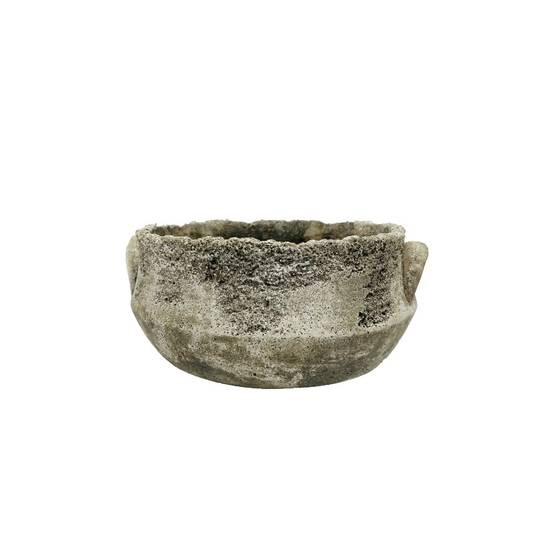 ~ Coupe ronde "Antique" en béton gris vieilli Ø25.5 x 12 cm Chemin de campagne - Image 1