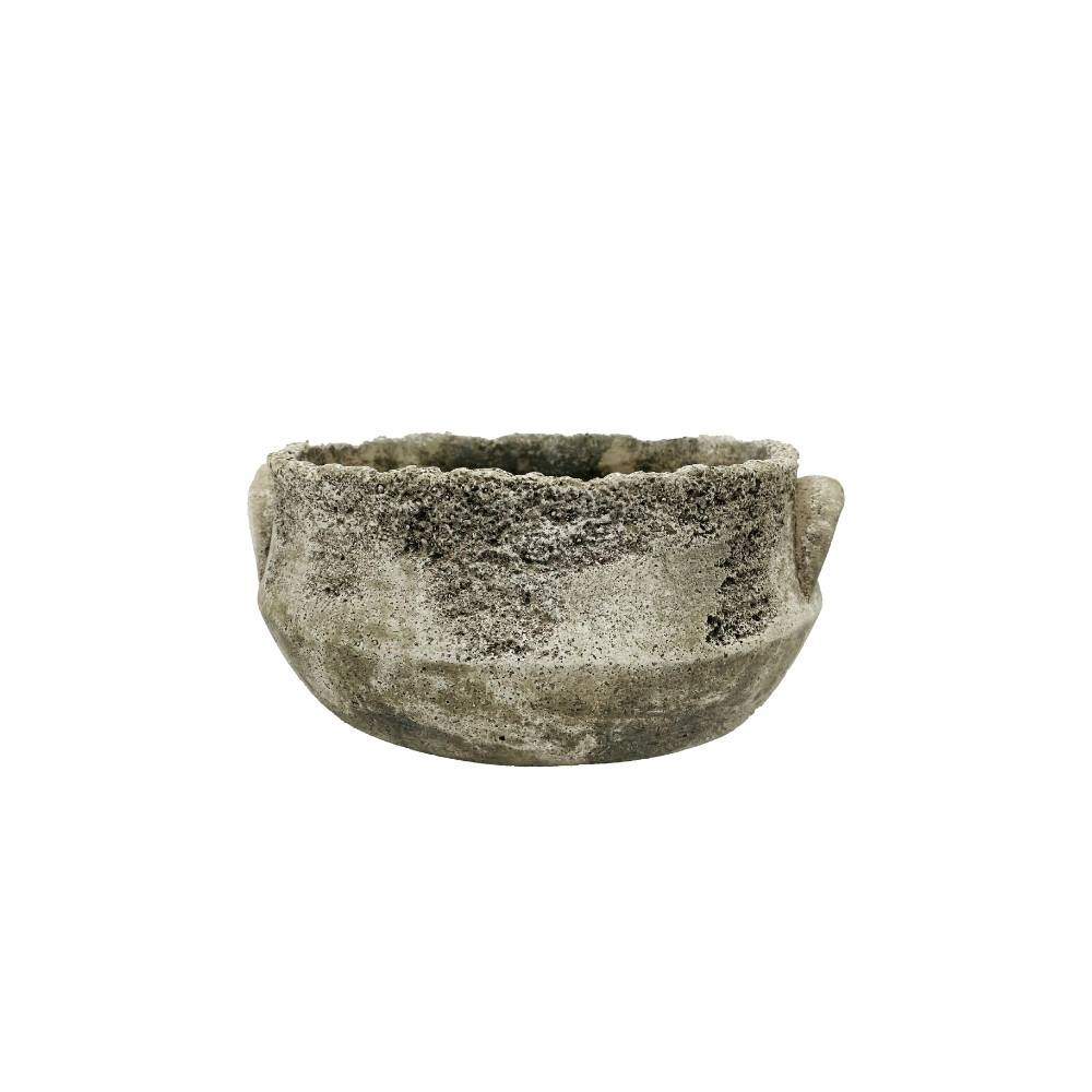 ~ Coupe ronde "Antique" en béton gris vieilli Ø25.5 x 12 cm Chemin de campagne - Image 1