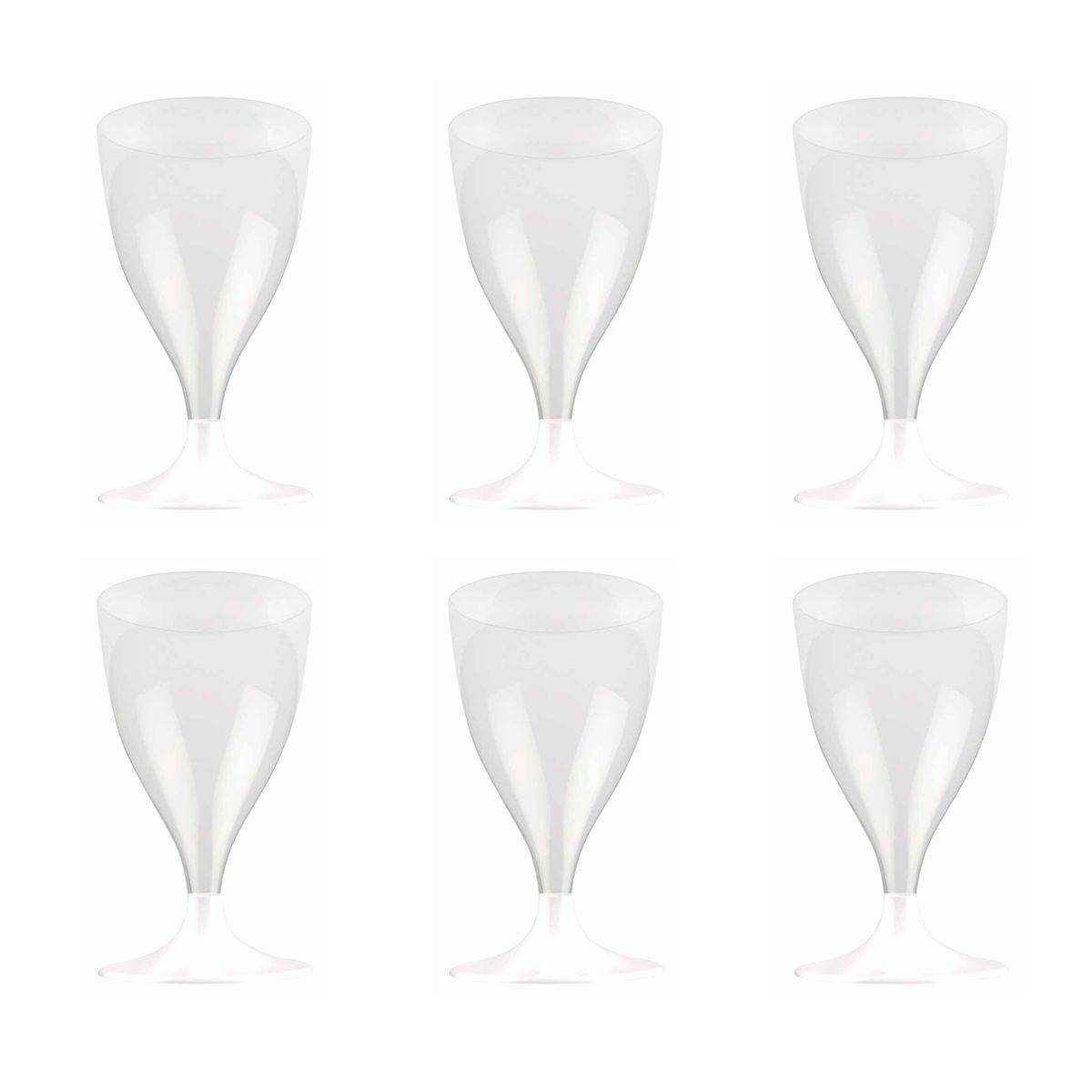 Lot de 6 Verres à Vin Réutilisable "Plastique" 18cl Blanc - Image 1