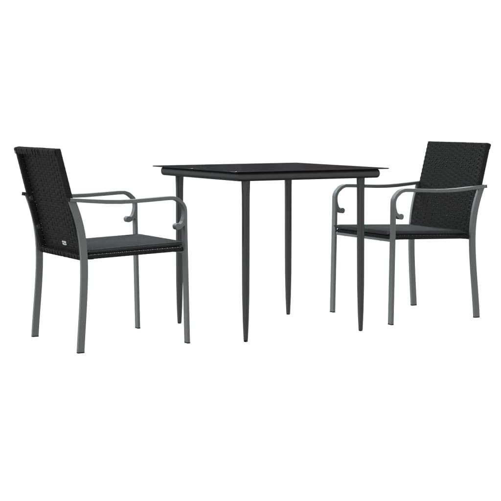 ComfortXL - Set bistrot de jardin 2 personnes résine tressée table verre pour balcon Noir – ComfortXL Outdoor Living - Image 3