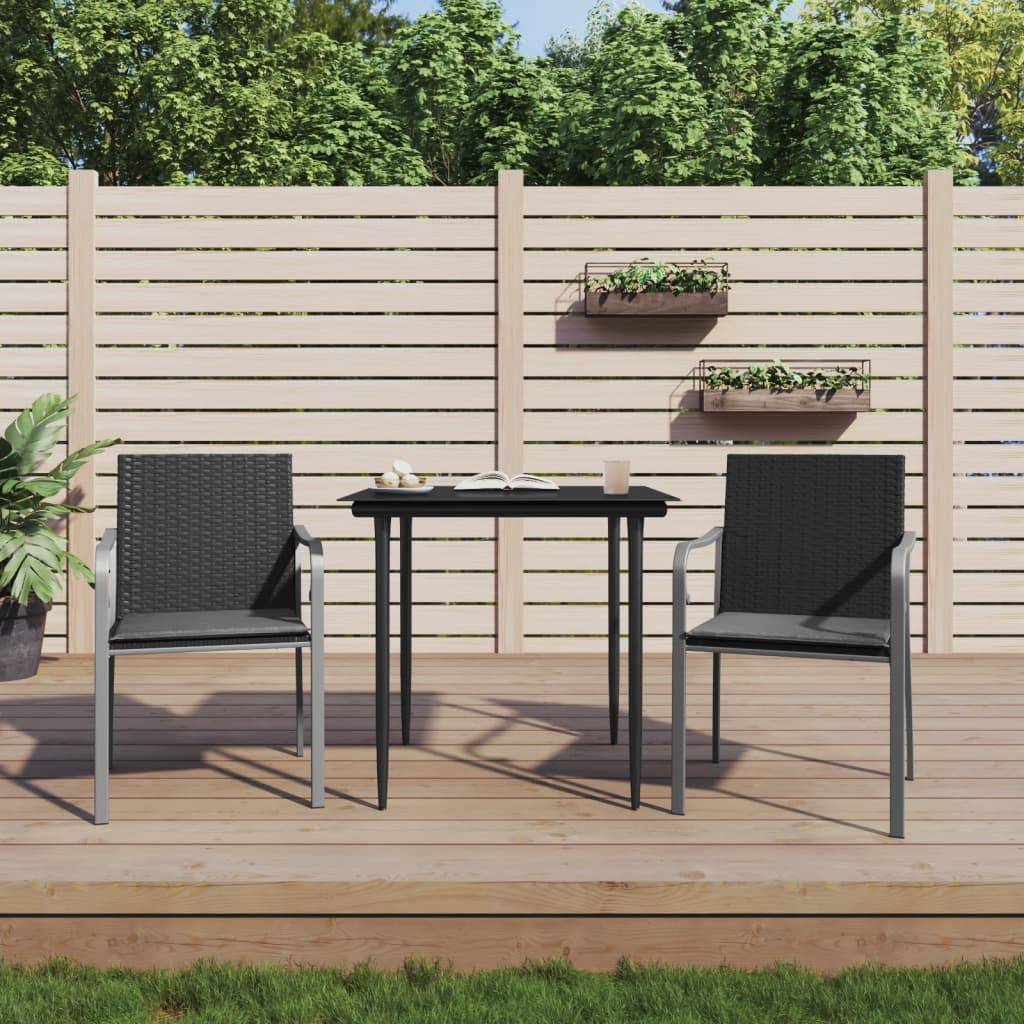ComfortXL - Set bistrot de jardin 2 personnes résine tressée table verre pour balcon Noir – ComfortXL Outdoor Living - Image 1