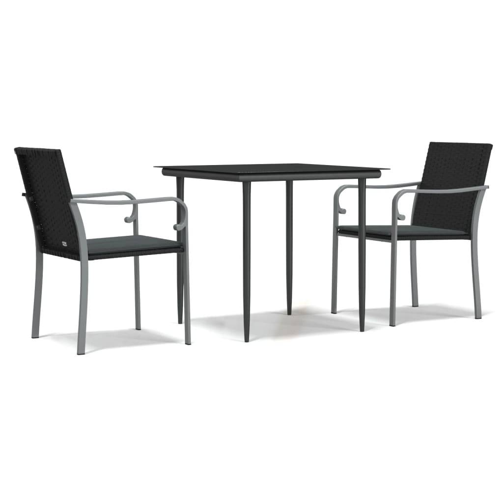 ComfortXL - Set bistrot de jardin 2 personnes résine tressée table verre pour balcon Noir – ComfortXL Outdoor Living - Image 2