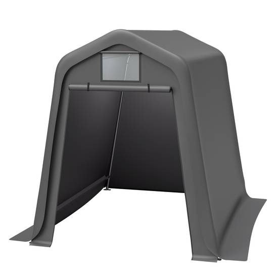 Abri de jardin bâche PE 245×183×217 cm, imperméable anti-UV, armature acier galvanisé gris - Image 6