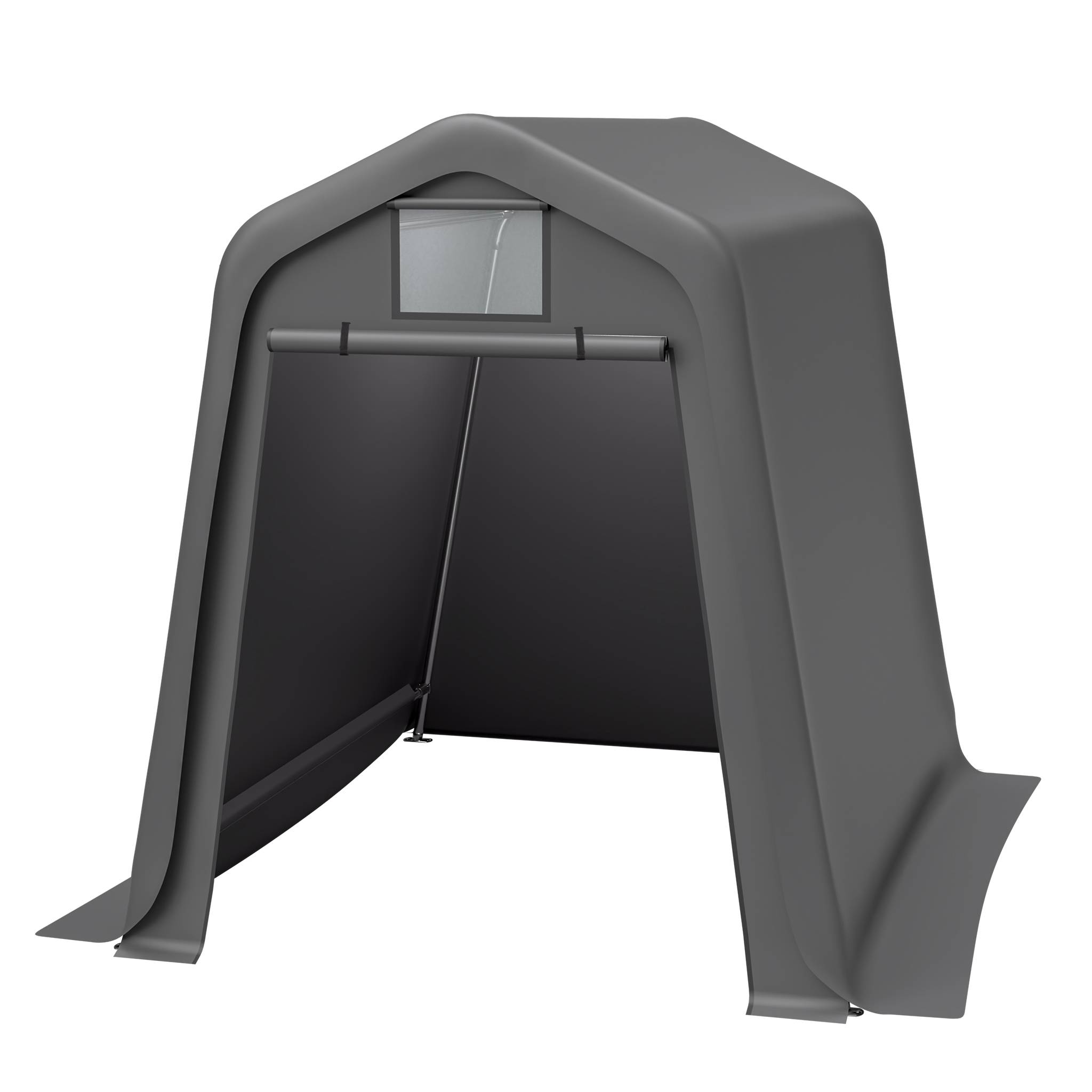Abri de jardin bâche PE 245×183×217 cm, imperméable anti-UV, armature acier galvanisé gris - Image 6