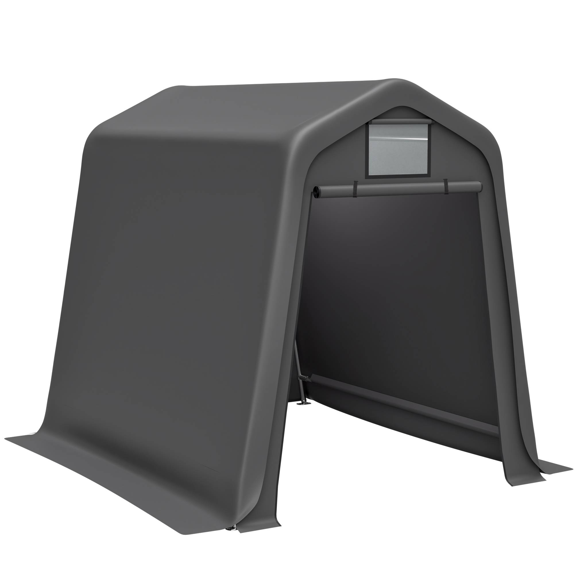 Abri de jardin bâche PE 245×183×217 cm, imperméable anti-UV, armature acier galvanisé gris - Image 5