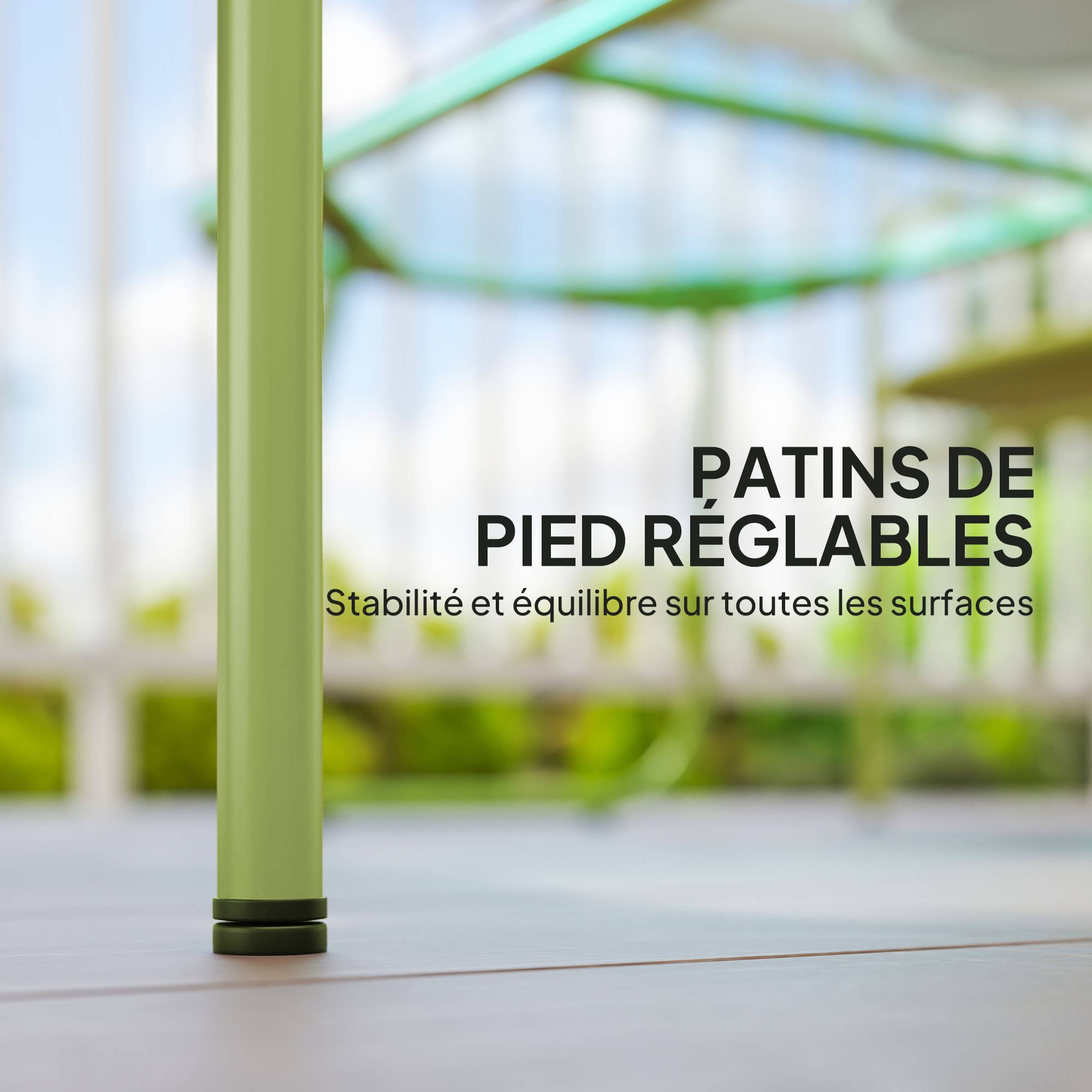 Outsunny - Salon de jardin style Acapulco 4 places 4 pièces plateau verre trempé acier résine filaire vert - Image 8