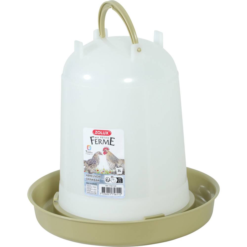 Zolux - Abreuvoir en plastique contenance  jusqu'à 3 Litres, vert, basse cour - Image 1