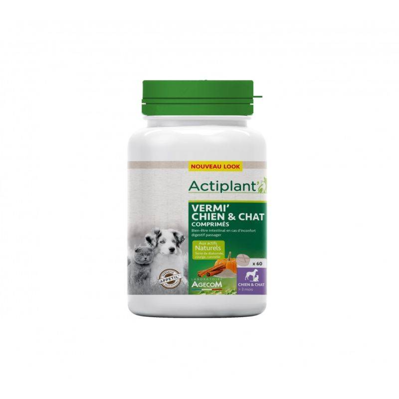 VERMI' CHIEN ET CHAT - Actiplant' - LABORATOIRE AGECOM 60 comprimés