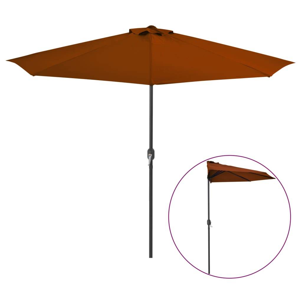 Helloshop26 - Parasol de balcon et mât en aluminium terre cuite 300 x 150 x 253 cm - Image 1