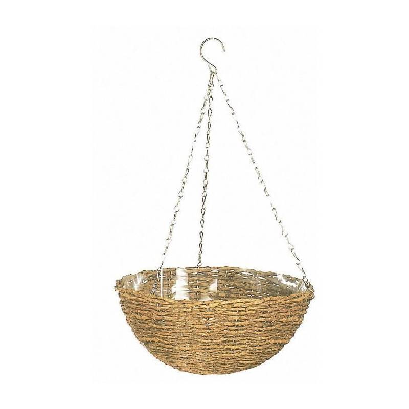 Garden ID - Panier Suspendu - Garden Id Rustic - 35 Cm - Coque Plastique (intérieur/extérieur) - Style Rustique En Osier - Suspension Faci