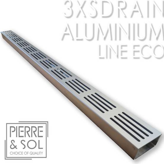 Caniveau Inox Hauteur 3,5 cm - 3XSDRAIN EASY Grille aluminium - LINE ECO - Pièce en T