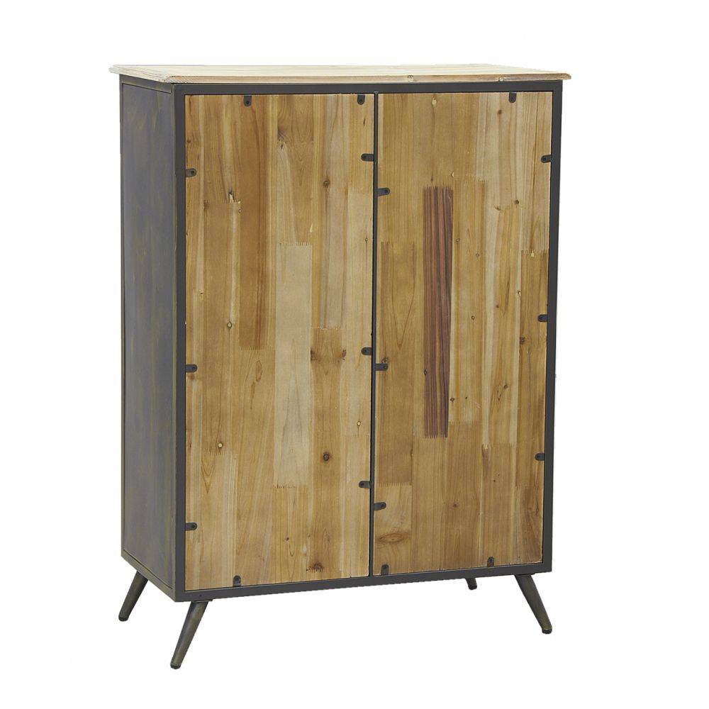 Aubry Gaspard - Meuble bar en bois et métal étagères et tiroirs - Image 4