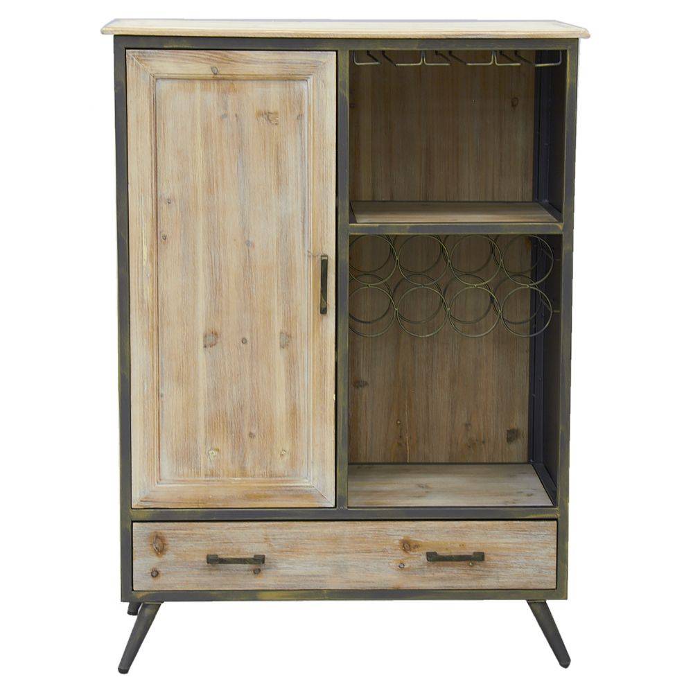 Aubry Gaspard - Meuble bar en bois et métal étagères et tiroirs - Image 3