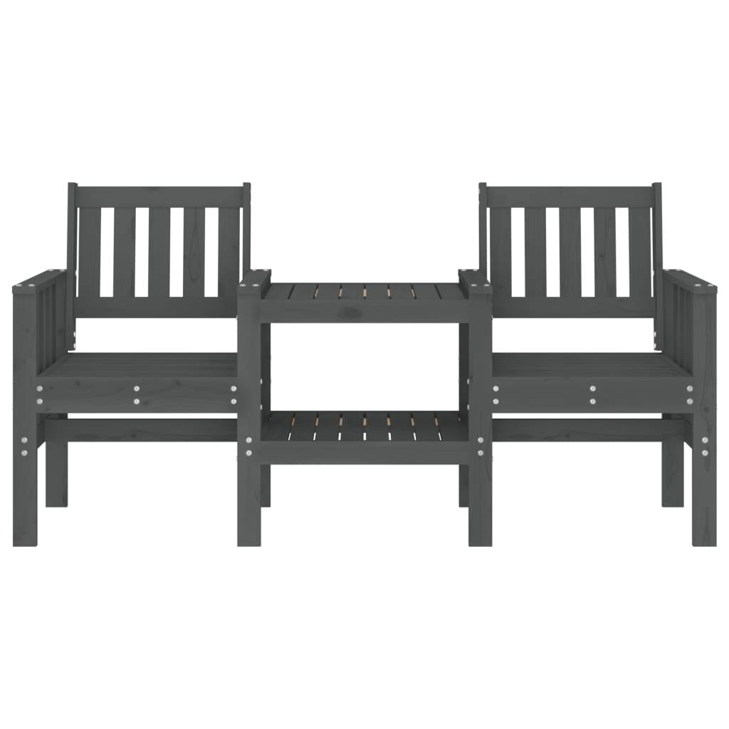 Maison Chic - Banc de jardin - Banc d'extérieur - Banquette avec table 2 places gris bois massif de pin-JU13943 - Image 3