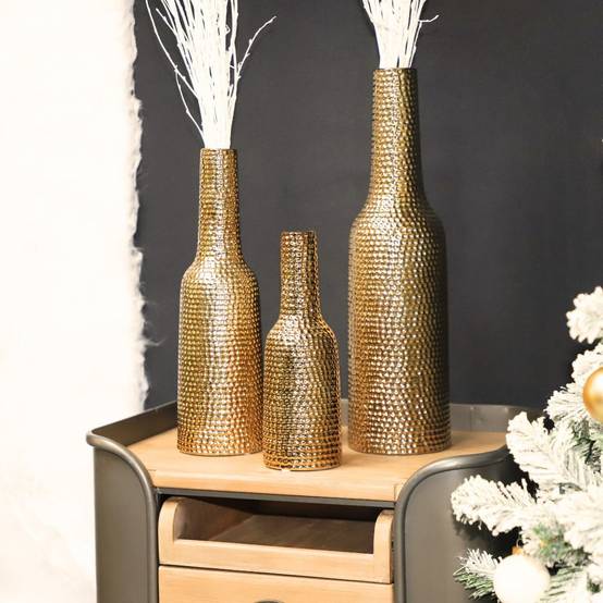 Vase en céramique doré 11 x 30.5 Ø ouv 2,5 Chemin de campagne - Image 3