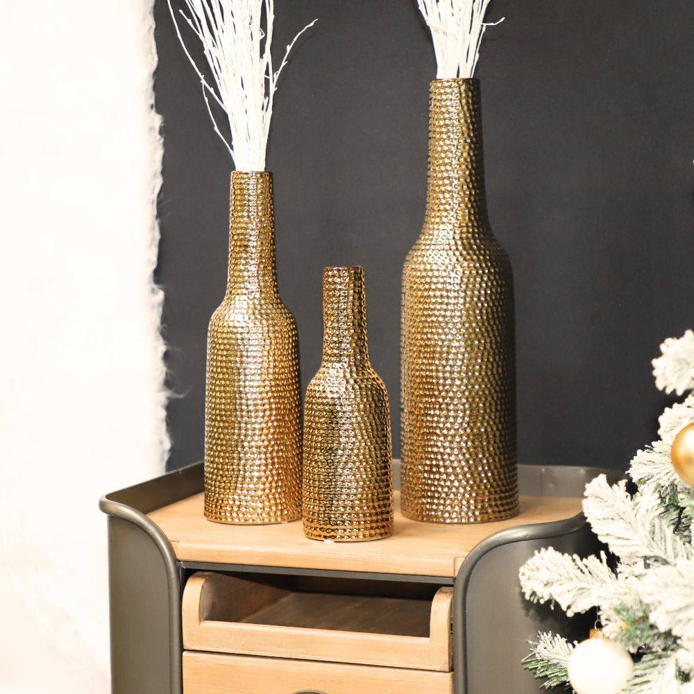 Vase en céramique doré 11 x 30.5 Ø ouv 2,5 Chemin de campagne - Image 3